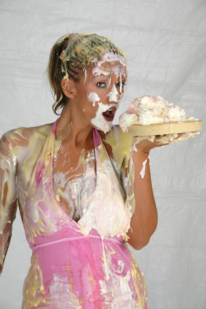 Lucy Zara pie in the face.