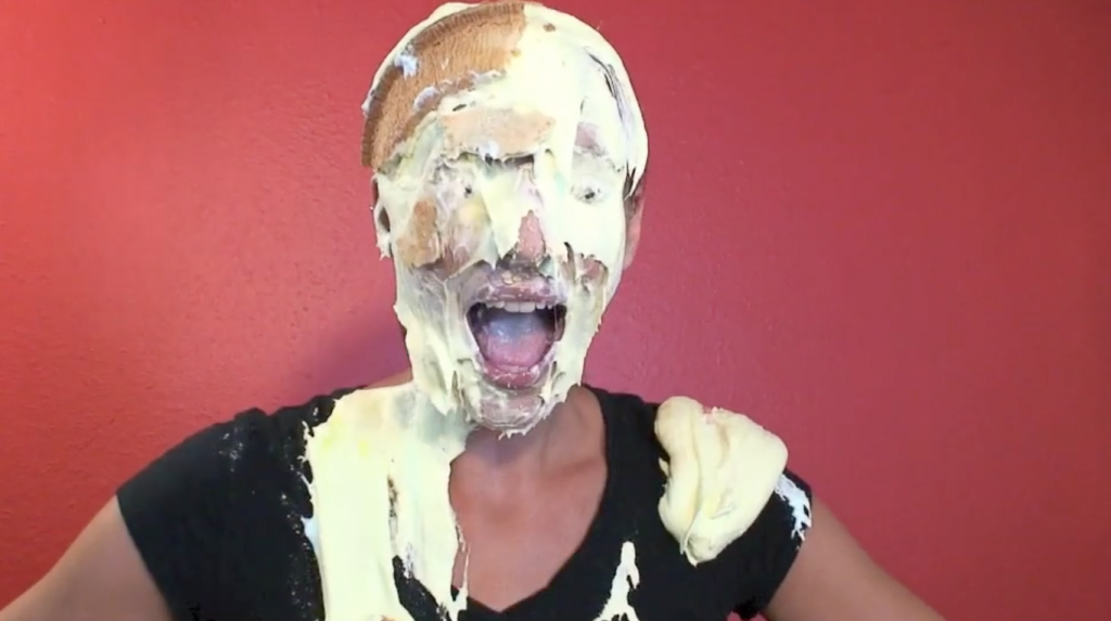 Brooke after being pied in the face.