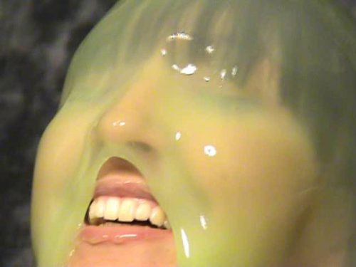 Vanessa took a green slime facial.